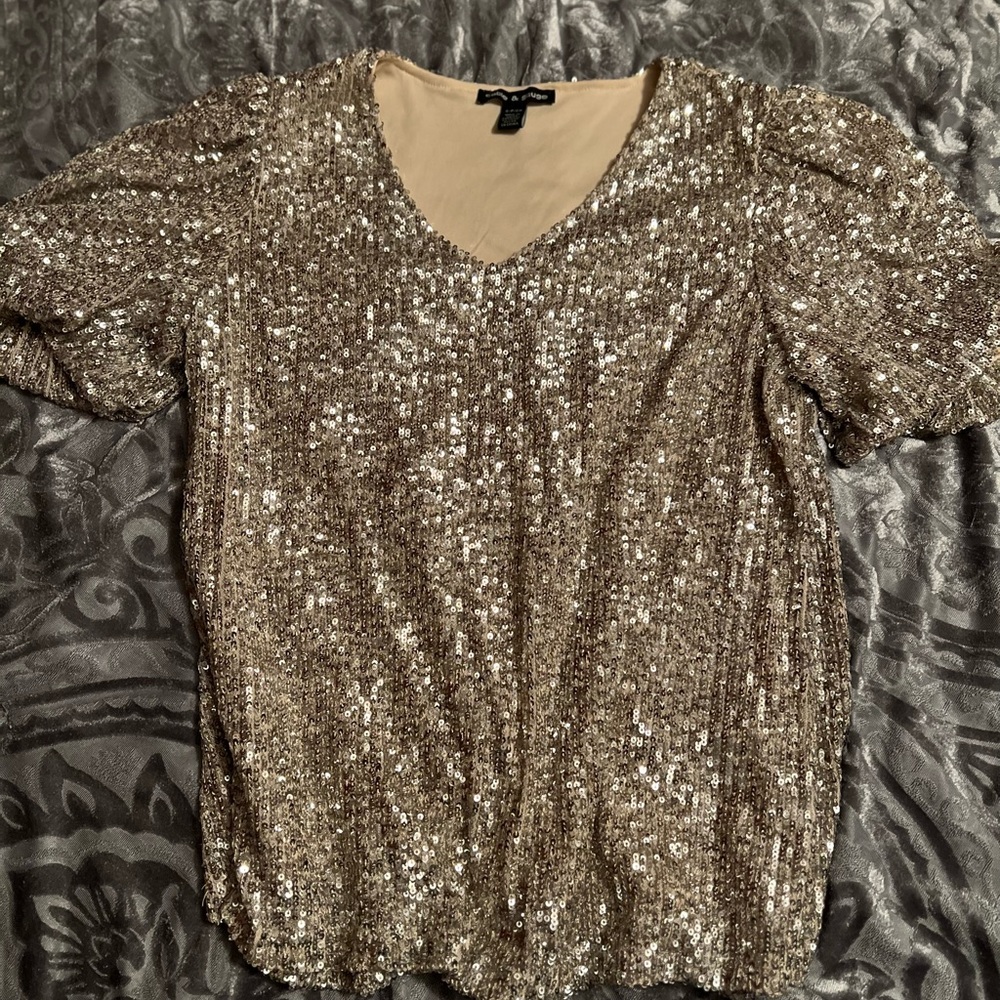 Dressy Special Occasion Silver Sequin Top